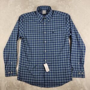 Brooks Brothers‎ Button Down Shirt Men's Small Blue Check Nylon Regular Fit NWT